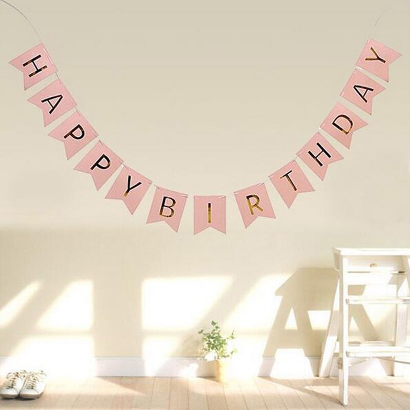 Ϳ ũ     ȭȯ Ŵ޷   ±  ǰ Garlands   Ƽ ̺Ʈ/Cute Pink Baby Kids Happy Birthday Banner Garland Hanging Gold Letters Tag Phot